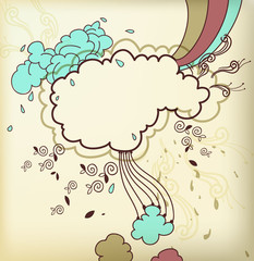 vector frame with colored clouds and the rainbow