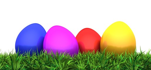 Bunte Ostereier auf Gras 01 - Frohe Ostern