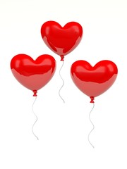Fototapeta na wymiar Heart shaped air balloons isolated on white
