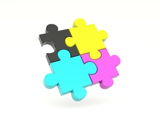CMYK puzzle isolated on white