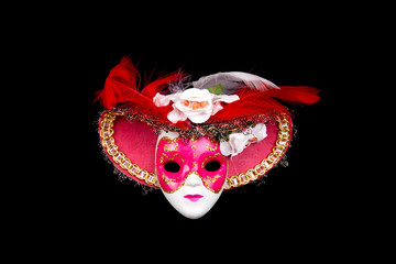 Painted Venice mask isolated on black background