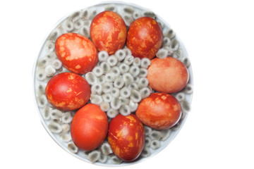 Easter eggs on plate