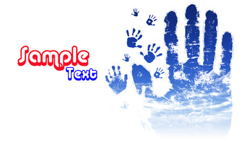 Hand print on a blue background