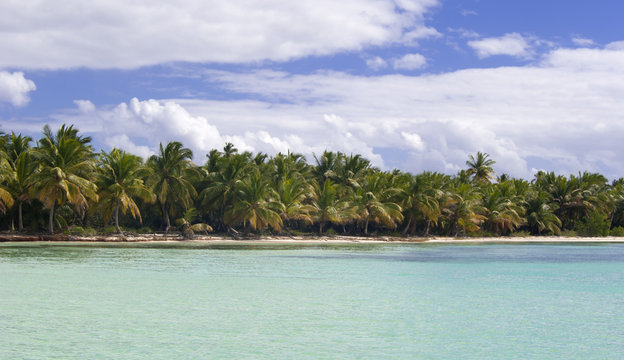 Blue lagoon near caribbean island