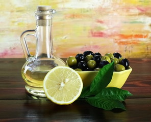 Olive, oil and lemons.