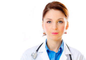 Closeup portrait of successful young lady doctor