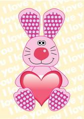 Funny rabbit with heart for valentine's day