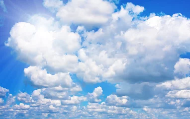 Foto op Aluminium Background of blue cloudy sky and sun © Megaloman1ac