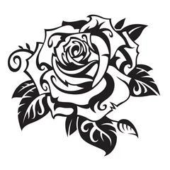 Papier Peint Lavable Fleurs noir et blanc Rose
