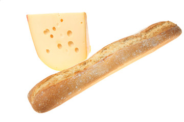 French Baguette and slice of cheese