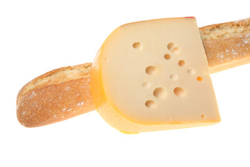 French Baguette and slice of cheese