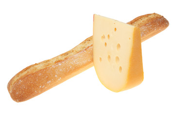 French Baguette and slice of cheese