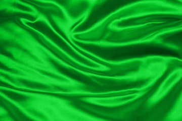 green crumpled silk fabric