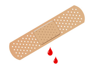 Bandaid with drip of blood falling from it - vector