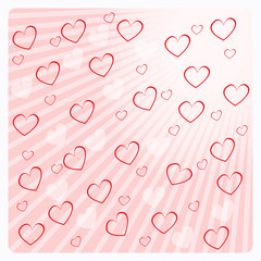 Valentine's day greeting card or background with red hearts vect