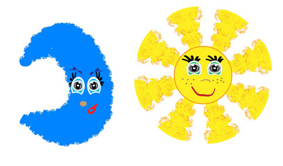 sun and moon, vector