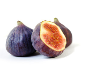 Three beautiful healthy fig isolated