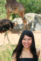 Asian girl at Dusit zoo, Bangkok, Thailand.