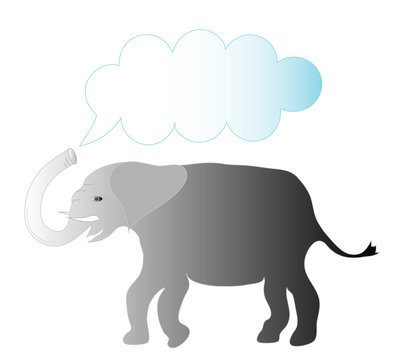 Grey elephant with trunk up frame for text,vector