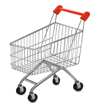 Vector illustration of a shopping cart on the white