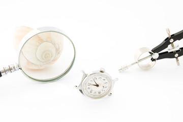 Clock with Magnifier and Compass