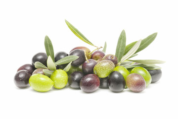 fresh olives on white background