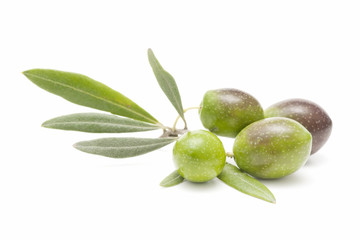 fresh olives on white background