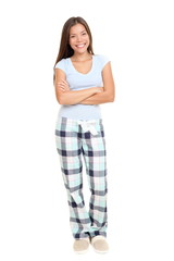 Woman standing in pajamas