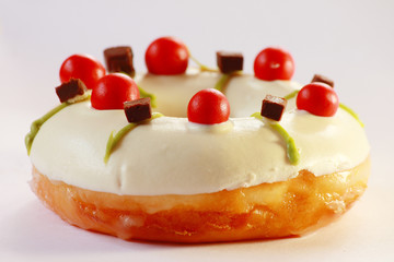 Delicious white doughnut with amzing topping