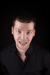 Anger man look from dark