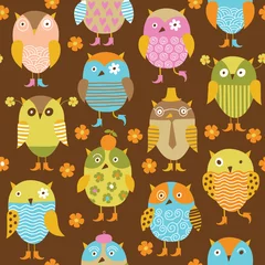 Fotobehang seamless pattern with owl © LenLis