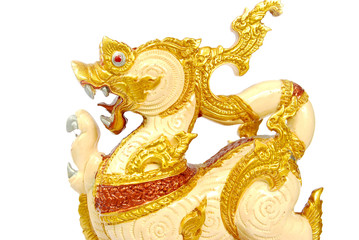 Golden Lion statue isolated