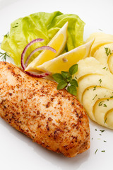 Roasted chicken breast  and mashed potatoes