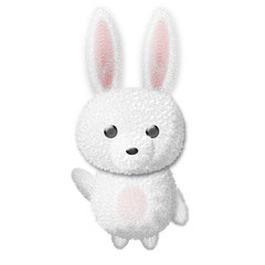 動物イラスト　フワフワうさぎ白　挨拶