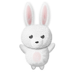 動物イラスト　フワフワうさぎ白　万歳
