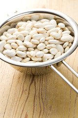 white beans in colander