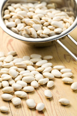 white beans in colander
