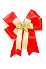 red and gold ribbon bow isolated