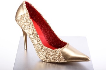 Gold Schuh  Weiss 05