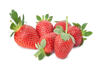 Several juicy strawberries isolated on white.