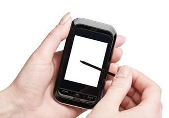 mobile phone in his hand