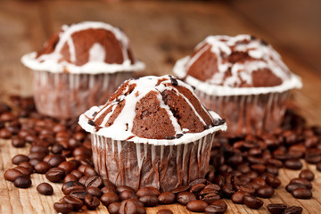 chocolate muffins with coffee