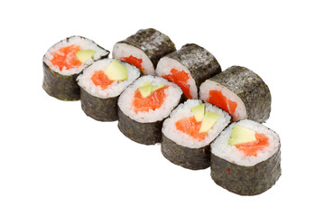 sushi on the white