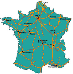 Carte des autoroutes de France