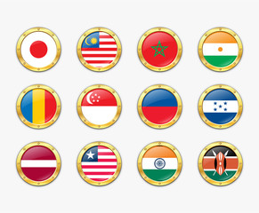 Shields with flags. Vector illustration. More in my portfolio