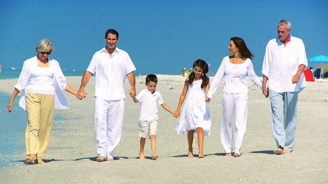 Three Generations Of Family On The Beach Filmed At 60FPS