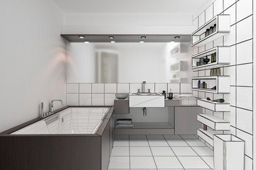 Bad: Holz und Keramik (3d)