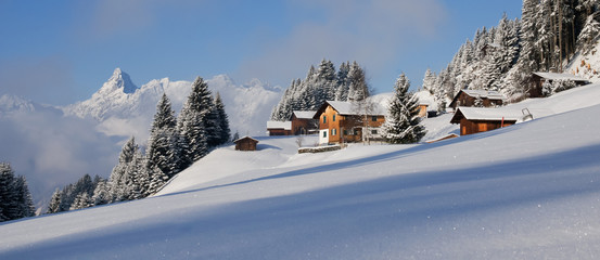 Winterlandschaft in den Alpen - obrazy, fototapety, plakaty