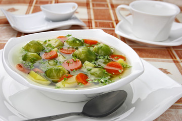 Diet soup with fresh vegetables