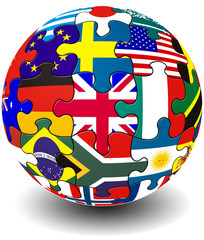 Jigsaw flag piece globe